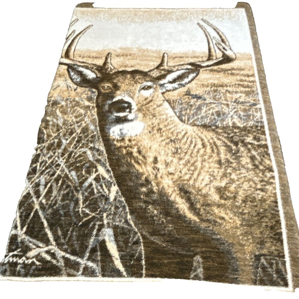 Vintage Biederlack James Hautman Deer Blanket Reversible Fleece Buck Cabin USA - Picture 2 of 10